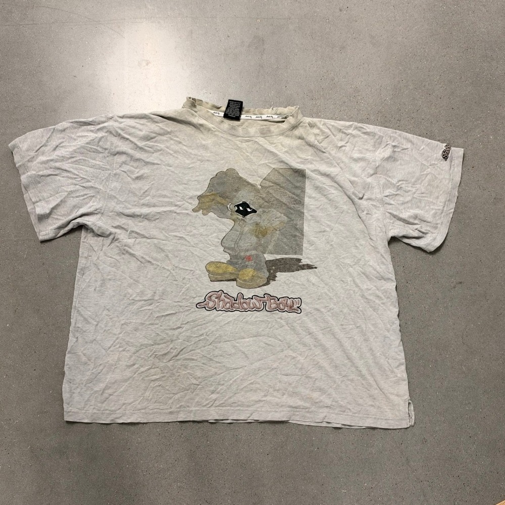 Vintage Diss Shadow Boy Graphic T-Shirt Grey XXXL Streetwear Boxy Fit
